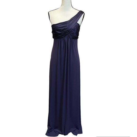 David’s Bridal Womens One Shoulder Ruched Empire Waist Maxi Bridesmaid Dresses 8 - Picture 2 of 6